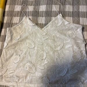 White Floral Embroidered Camisole Top